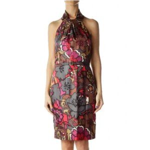 Trina Turk 100% Silk Floral Pattern Halter Neck Dress. Size 8.